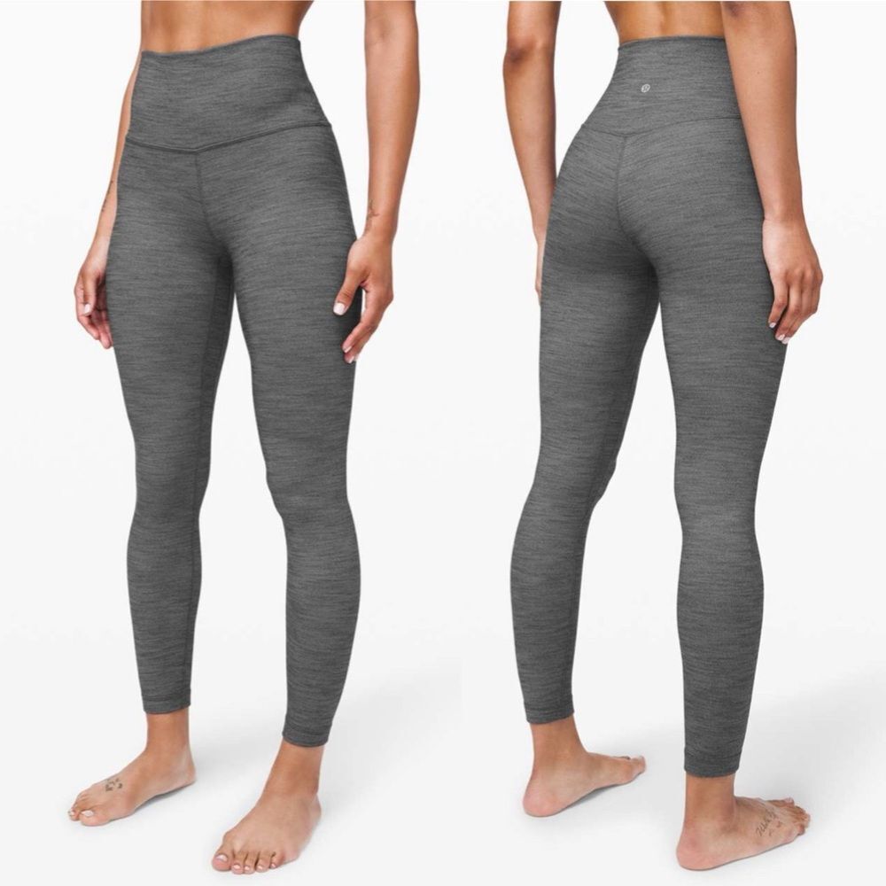 Lululemon Align Pant II 25" Mini Heathered Herringbone Heathered Black White 2 - Picture 15 of 15